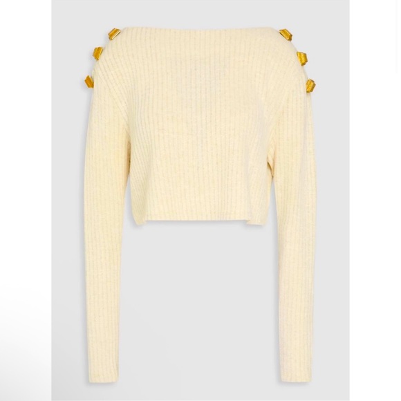 BALMAIN Cropped embellished ribbed-knit top - Picture 1 of 7